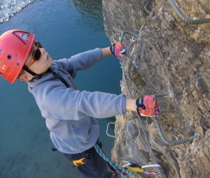 Dans la Via Ferrata des Gorges de la Durance