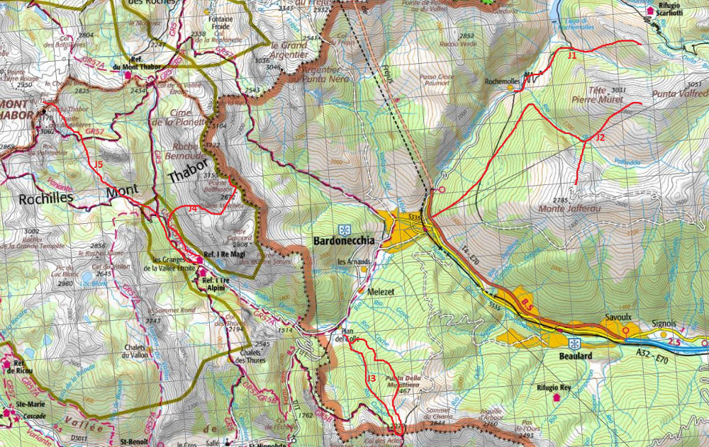 Les itinéraires décris ci dessus sur la carte Les itinéraires décris ci dessus sur la carte