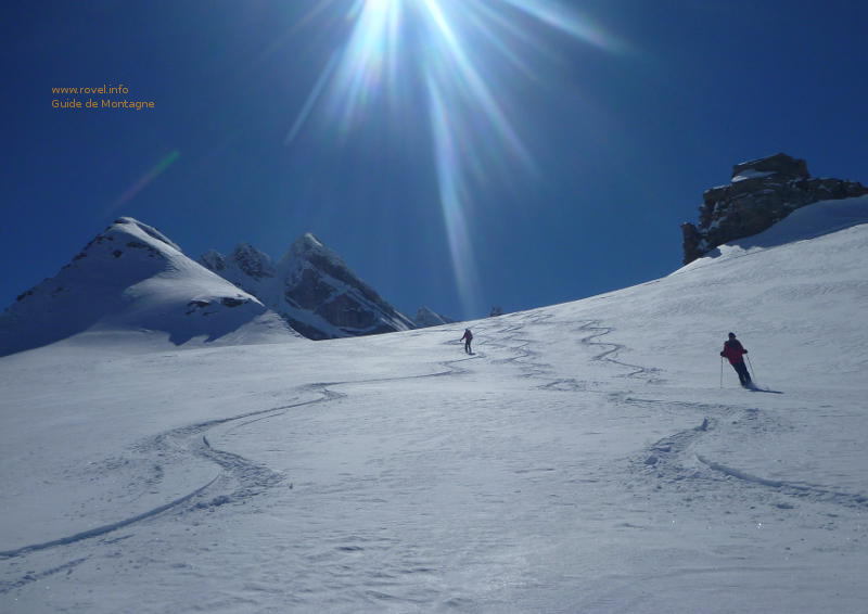 dans la traversée à ski entre Evettes et Carro.  dans la traversée à ski entre Evettes et Carro