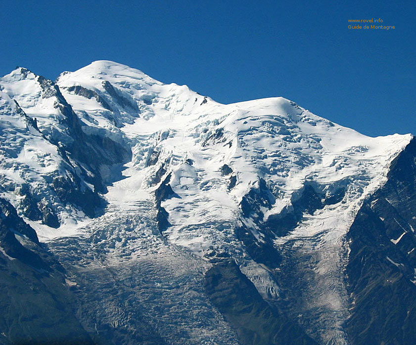 Mont Blanc face Nord par les Grands Mulets.  Mont Blanc face Nord par les Grands Mulets. Vue depuis les aiguilles Rouges.