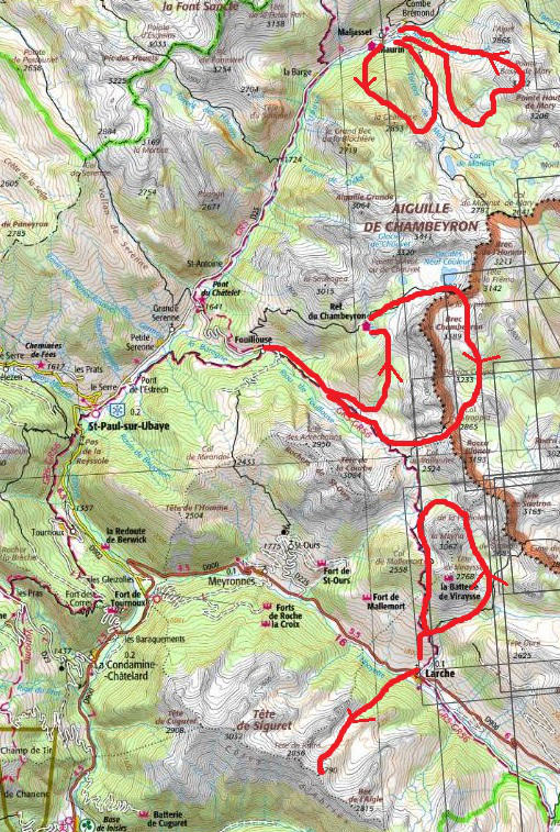 Les itinéraires décris ci dessus sur la carte Les itinéraires décris ci dessus sur la carte